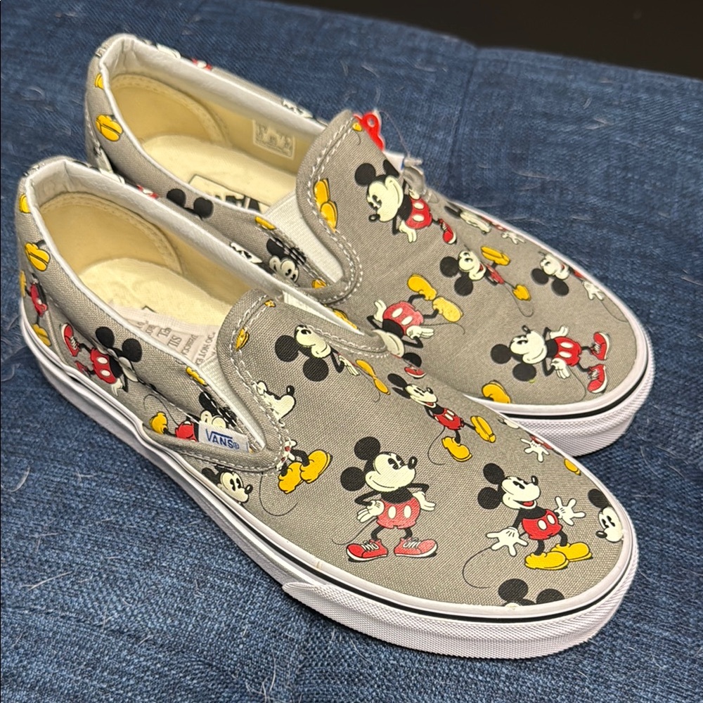 Vans Gray Mickey Mouse Slip-On Sneakers